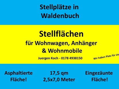 Abstellplatz - geeignet für: Wohnwagen - Deutschland - Stellplatz Waldenbuch